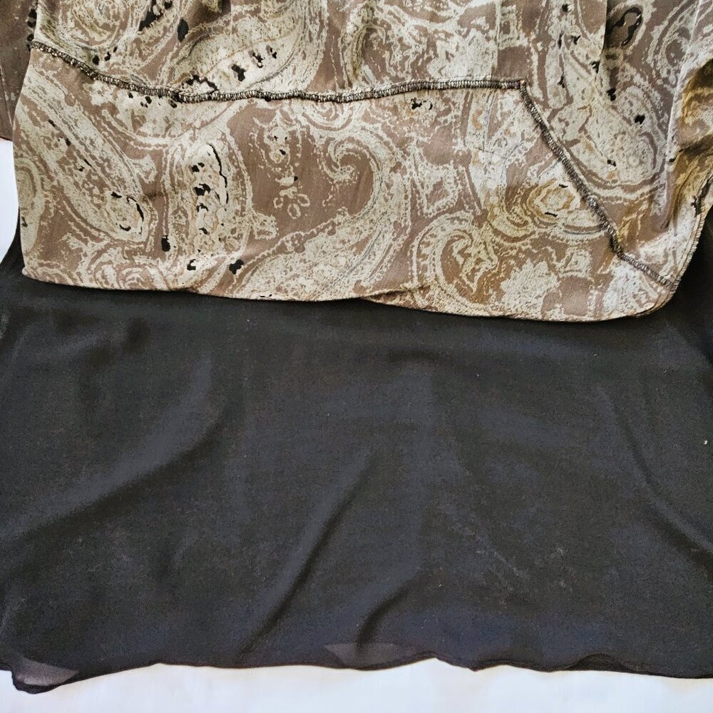 Coldwater Creek Bohemian Brown Paisley Burnout Velvet Midi Skirt Size M - Picture 7 of 9
